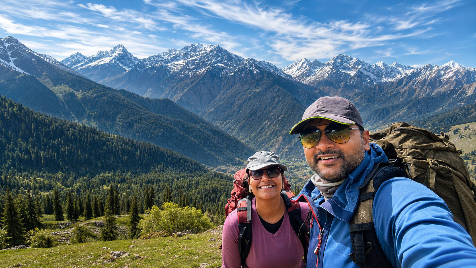 Jignesh and Vyshali on a recent preparation trek, looking at the next ridge.